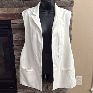 White Sleeveless Blazer Vest